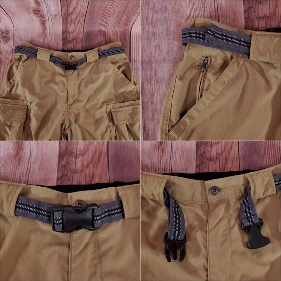 Duluth Trading Co Mens Size Large Dry on the Fly Cargo Shorts Belted Tan Nylon - Picture 6 of 11